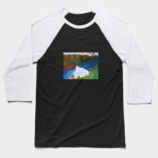 Autumn Waterfall Print Baseball T-Shirt